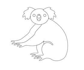 Cartoon koala black and white clipart
