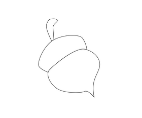 Cartoon acorn black and white clipart