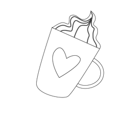 Cartoon coffee mug black and white clipart