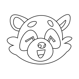 Red panda happy drawing black and white clipart