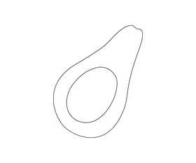 Half cut avocado black and white clipart
