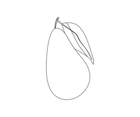 Avocado illustration black and white clipart
