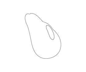 Cartoon cut in half avocado black and white clipart