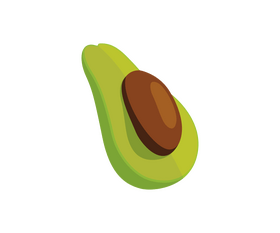 Cartoon cut in half avocado clipart