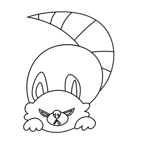 Red panda cartoon black and white clipart