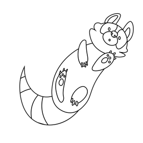 Red panda black and white clipart