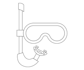 Scuba diving mask black and white clipart
