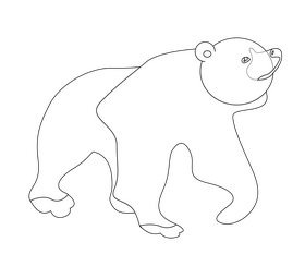 Cute bear walking black and white clipart