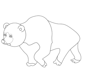 Running bear drawing black and white clipart
