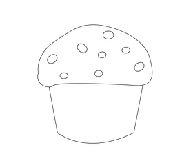 Cartoon muffin black and white clipart
