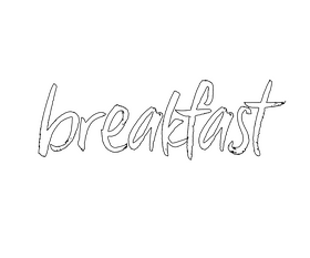 Breakfast text black and white clipart
