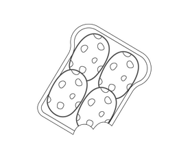 Cartoon sandwich for breakfast black and white clipart