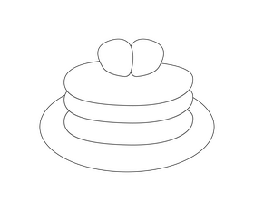Breakfast pancakes black and white clipart