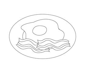 Omelette healthy breakfast black and white clipart