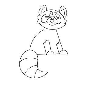 Red panda smile black and white clipart