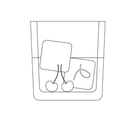 Cartoon old fashioned cocktail black and white clipart