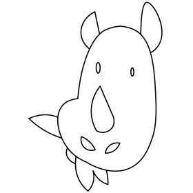 Cartoon rhino eating black and white clipart