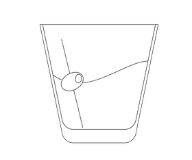 Free martini cocktail black and white clipart
