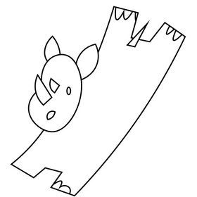 Cartoon rhino falling black and white clipart