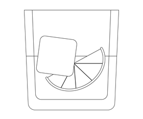 Negroni alcoholic cocktail black and white clipart