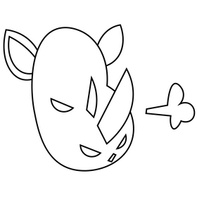 Rhino angry black and white clipart