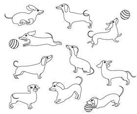 Dachshund dog black and white vector free download