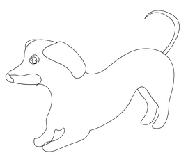 Cute dachshund dog black and white clipart