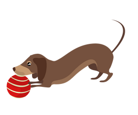 Cartoon dachshund playing ball clipart