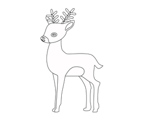 Young deer black and white clipart