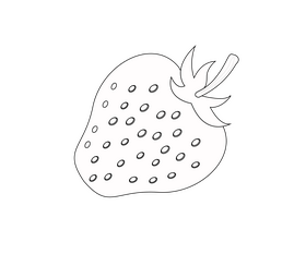 Cartoon strawberry black and white clipart