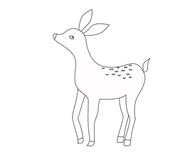 Cute deer black and white clipart