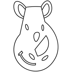 Cute rhino head black and white clipart
