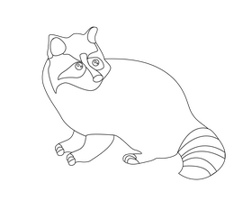 Raccoon cartoon black and white clipart