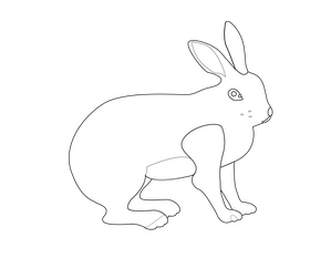Hare, jackrabbit black and white clipart