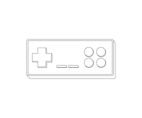 Cartoon retro gamepad black and white clipart