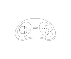 Video game joystick illustration black and white clipart