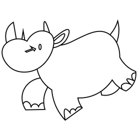 Rhino jumping drawing black and white clipart