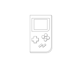 Cartoon Nintendo Gameboy black and white clipart