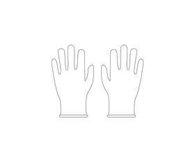 Cartoon garden gloves black and white clipart