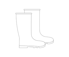 Rubber boots black and white clipart