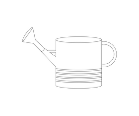 Cartoon watering can black and white clipart