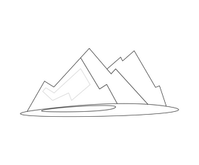 Cartoon mountain black and white clipart