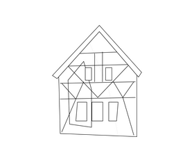 House illustration black and white clipart