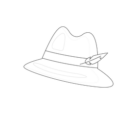 German green Oktoberfest hat black and white clipart