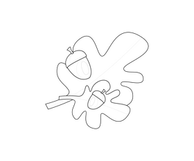 Cartoon chestnut leaves black and white clipart