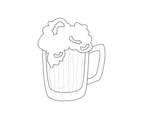 Cartoon beer Mug black and white clipart