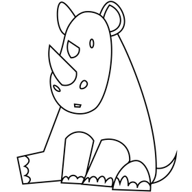 Rhinoceros sitting black and white clipart