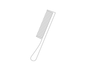 Cartoon hair comb black and white clipart