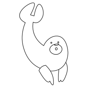 Seal cartoon black and white clipart