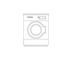 Cartoon washing machine black and white clipart